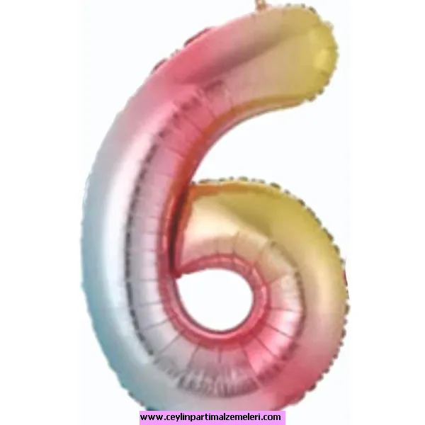 6 Rakam Renkli Folyo Balon